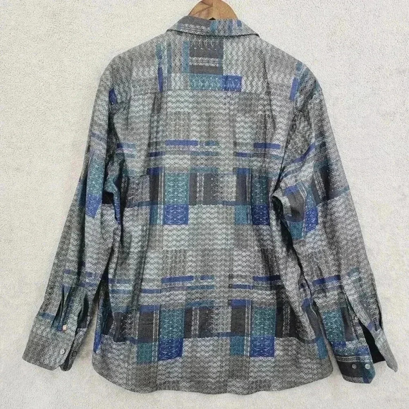 Tallia Men's XL Long Sleeve Button-Up Shirt Printed Gray & Blue 12CT - Picture 2 of 5